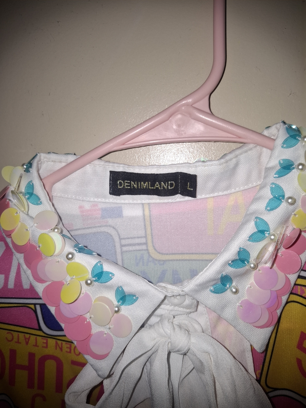 Retro License Plate Print Ruffle-Front Dress - Pink Multi - Picture 3 of 9